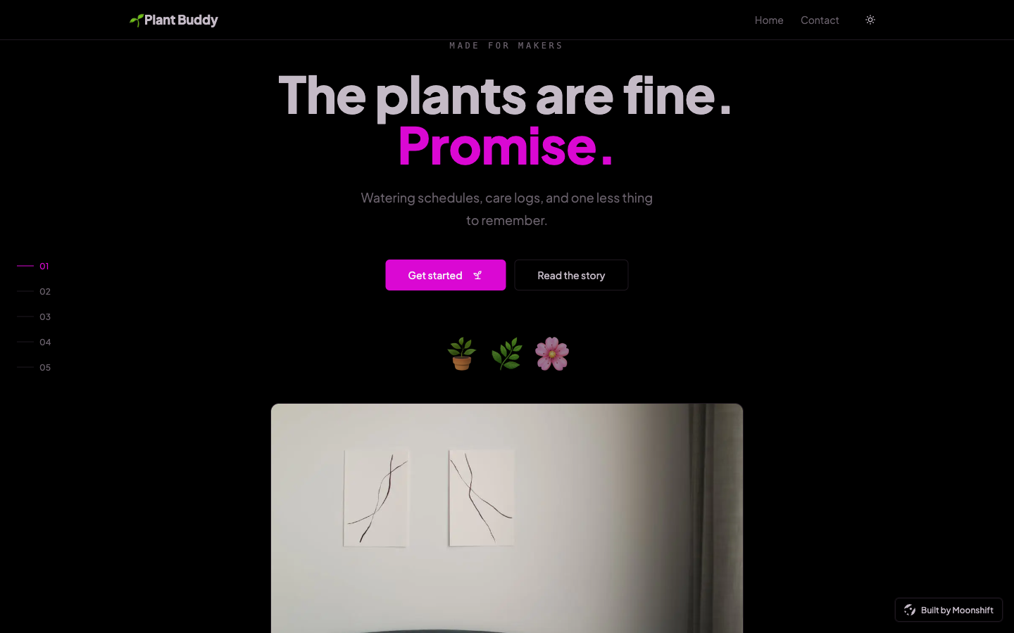 Plant Buddy hero image (dark mode)