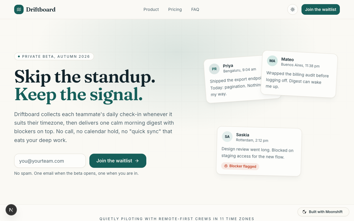 SaaS Landing + Waitlist template preview